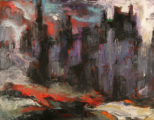 Oil Painting of City Scape 1966
